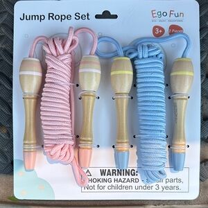 Kids Jump Rope Set – Pink & Blue Wooden Handle Ropes